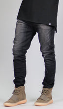 Load image into Gallery viewer, Black Drop Crotch Denim Jogger

